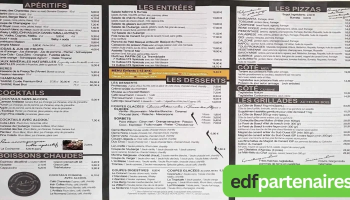 Auberge Italienne -  Menu - Arvert