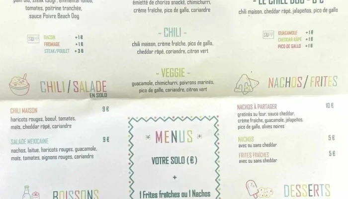 Le Beach Dog -  Menu - Arès