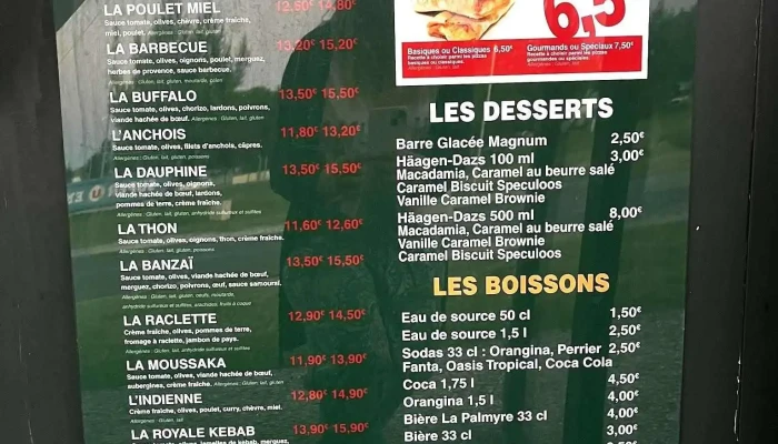 Le Kiosque A Pizzas Menu - Arvert