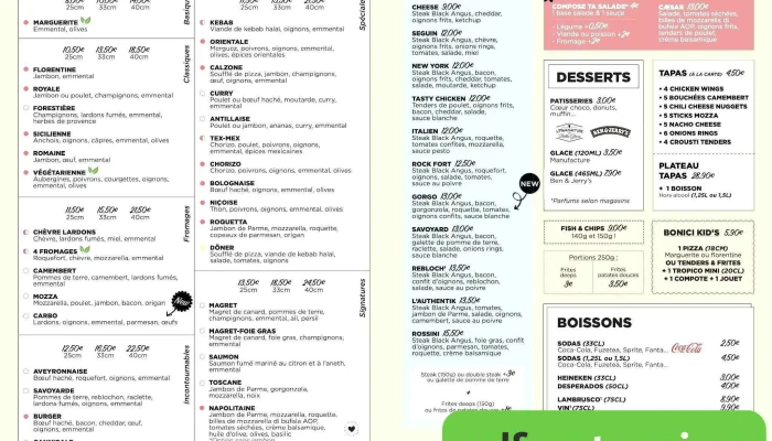 Pizza Bonici Breuillet -  Menu - Breuillet
