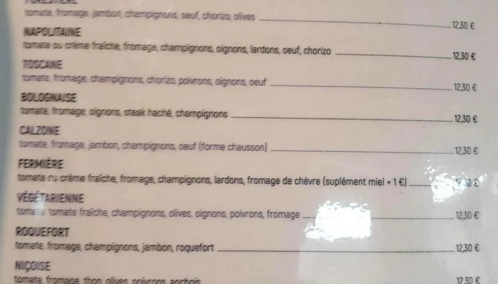 Pizzeria Jos -  Menu - Chef-boutonne